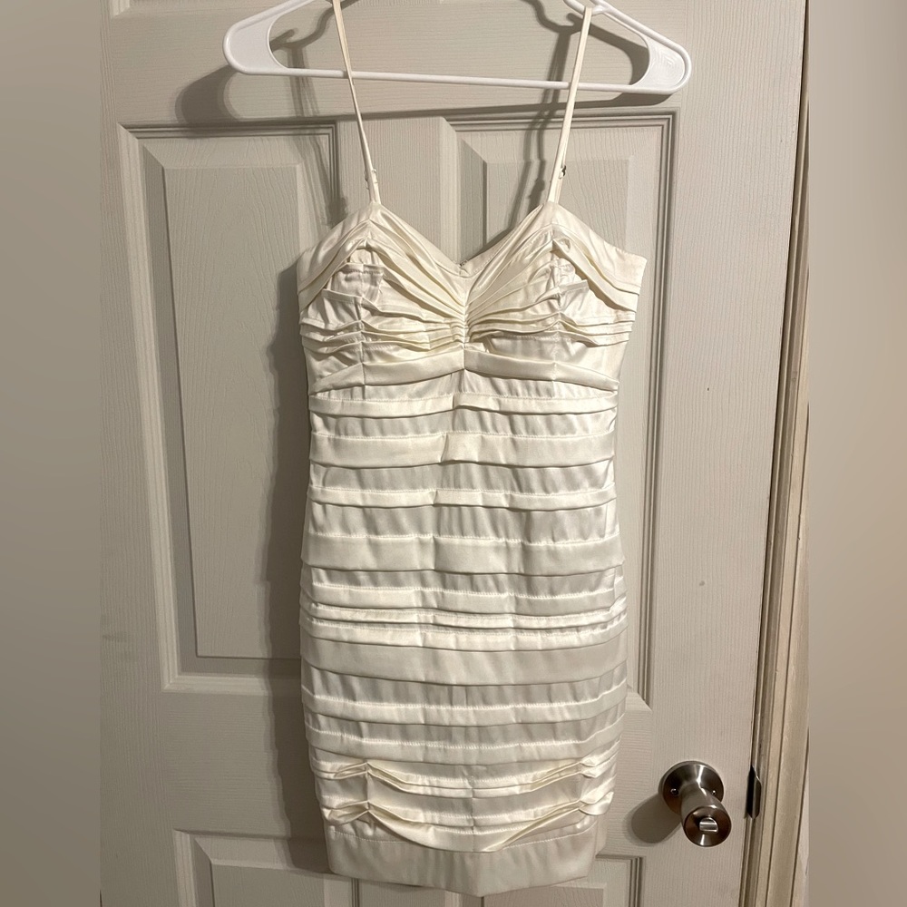 Off-white Ruched Cocktail Dress with adjustable straps